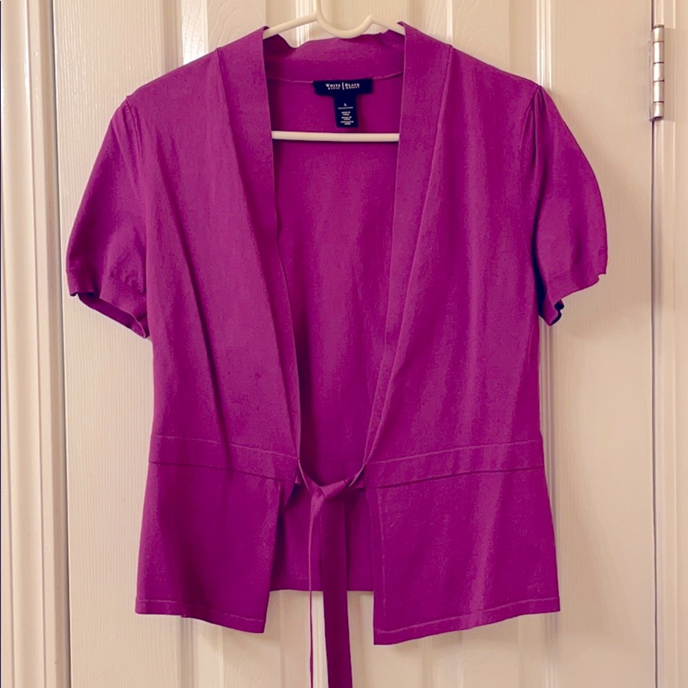 WHBM Magenta tie front cardigan